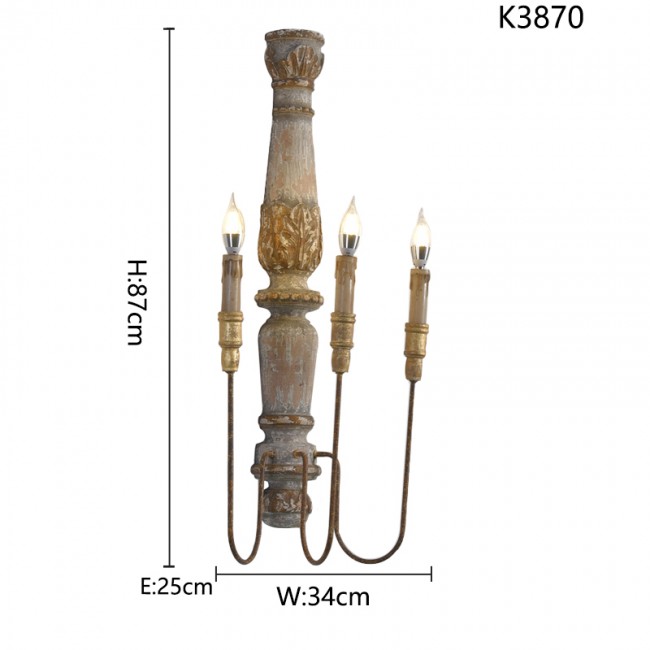 وحدة اضاءة جداريه بالخشب والمعدن k3870